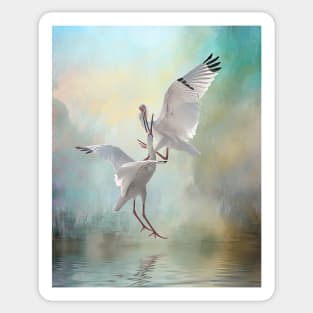 Duelling White Ibises Sticker